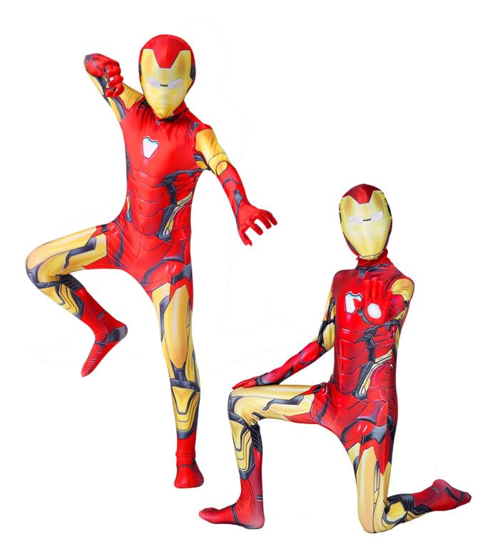 LEMONBABY Superhero Kids Boys Girls Halloween Birthday Party Cosplay Bodysuit Costumes (ironman,5-7y)
