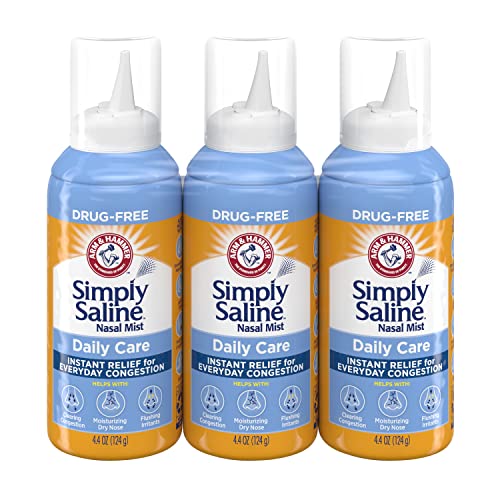 Arm & Hammer Simply Saline Daily Care Nasal Mist 4.4oz, Saline Nasal Spray, Drug-Free, 3-Pack