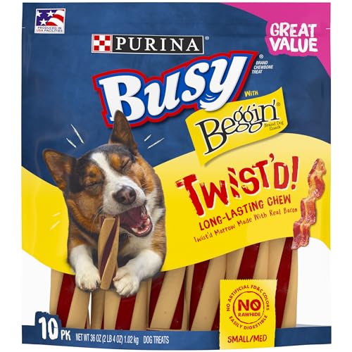 Purina Busy With Beggin' Made in USA Facilities Small/Medium Breed Dog Treats, Twist'd - 10 ct. Pouch