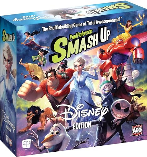 USAOPOLY Smash Up: Disney Edition | Featuring Disney Characters from Frozen, Big Hero 6, The Lion King, Aladdin, The Nightmare Before Christmas, & More | Standalone Smash Up Game