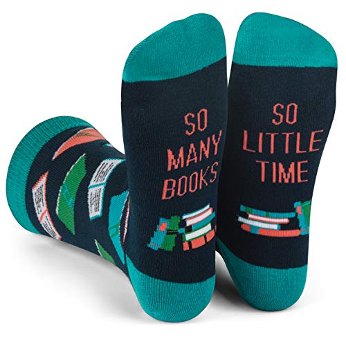 Lavley - Nerd Socks - Funny Gifts for Book Lovers, Music Lovers, Men and Women (US, Alpha, One Size, Regular, Regular, Books)