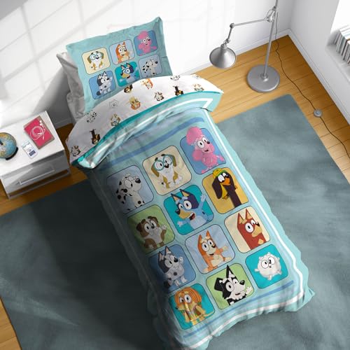 Sunny Side Up Bluey & Friends Twin Comforter Set - 5 Piece Kids Bedding Includes Comforter, Sheets & Pillow Cover - Super Soft Microfiber Bed Set