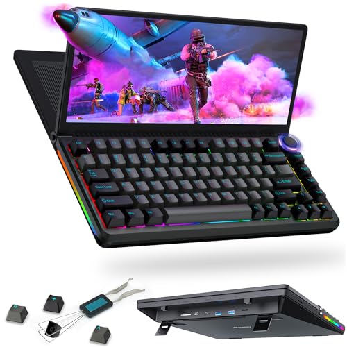 Kwumsy K3 Touchscreen Gaming Mechanical Keyboard - Keyboard With 13inch Portable Monitor Screen, US 82Keys RGB LED Backlit N-Key Compact Keyboard,Plug and Play for Wins Mac,75° Foldable Screen Angle.