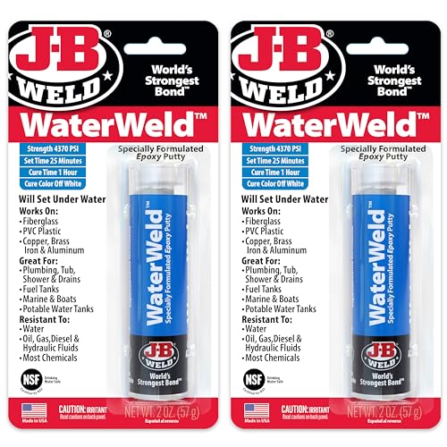 J-B Weld WaterWeld, 1 Hour Cure, Epoxy Putty Stick - 2 Pack, Off-White (8277-2)