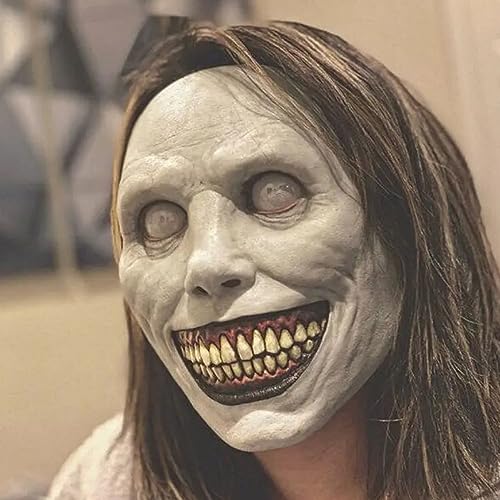 ABONDEVER Scary Halloween Mask Smiling Demon Mask Creppy Halloween Masks with White Eye Evil Devil Horror Latex Mask