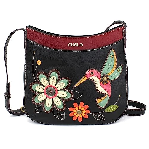 CHALA Crescent Crossbody Women Shoulder Purse with Adjustable Strap - Hummingbird - black