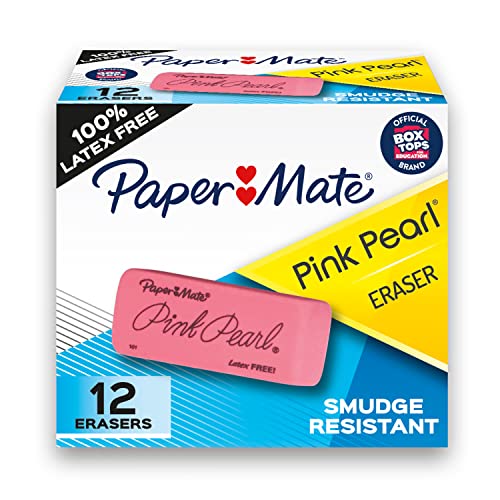 Paper Mate Erasers | Pink Pearl Large Erasers, 12 Count