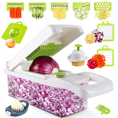 MAIPOR Vegetable Chopper - Onion Chopper - Multifunctional 15 in 1 Professional Food Chopper - Dicer Cutter - Kitchen Veggie Chopper with Container - Egg Slicer