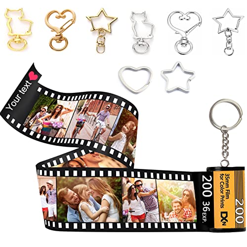 Personalized Custom Photo Picture Camera Film Roll Keychains with Photo Reel Album, Personalized Gifts with MultiPhoto