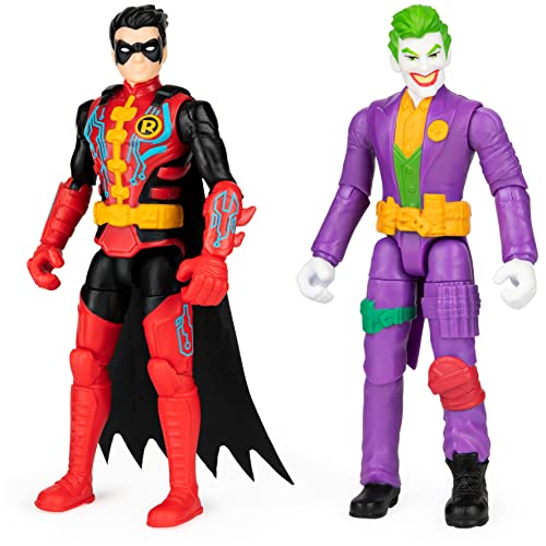 DC Comics Batman 4-inch Robin and The Joker Action Figures for Boys with 6 Mystery Accessories, Kids Toys for Boys Aged 3 and up
