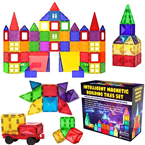 Desire Deluxe Magnetic Tiles Blocks Building Set for Kids – Learning Educational Toys for Boys Girls for Age 3-8 Year-Old – Birthday Present Gift (57PC)
