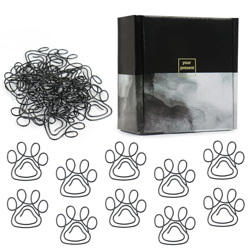 Ctpeng Cute Dog Paper Clips,Mini Paper Clip,Fun Office Supplies for Home,School (Black,Paw,Set of 50)