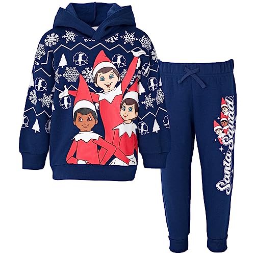 The Elf on the Shelf Christmas Little Boys Fleece Hoodie and Pants Outfit Set Blue 7-8