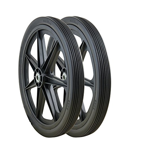 Marathon 92001-2PK 20x2.0 Flat Free Ribbed Tread Cart Tire on Plastic Rim, 3/4' Bearing, Non-Marking, 250-Pound Load Capacity, 2 Pack