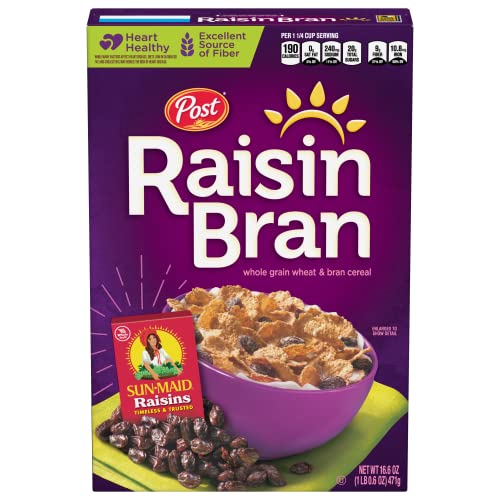 Post Raisin Bran Cereal, Made with Wheat and Bran Flakes and Sweet Sun-Maid Raisins, 16.6 OZ Box