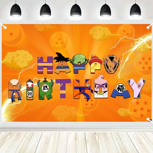 Dragon Anime Birthday Party Decorations, Dragon Anime Ball Photography Backdrops Anime Ball Party Supplies for Boys Girls Birthday Party Supplies (5.9×3.6FT)