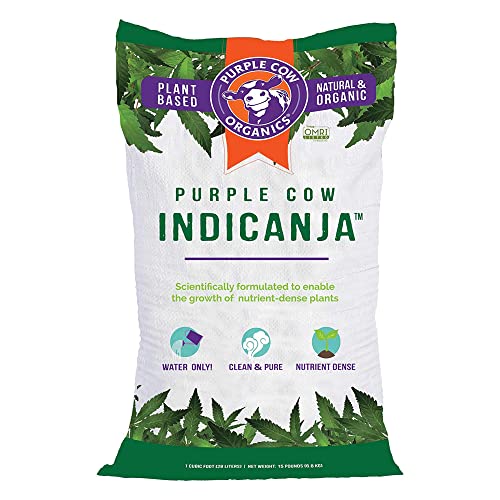 Purple Cow Organics IndiCanja 1 Cubic Foot Bag, Organic Living Soil, Clean & Natural Plant Based Water Only Super Soil for Professional Indoor & Outdoor Growers