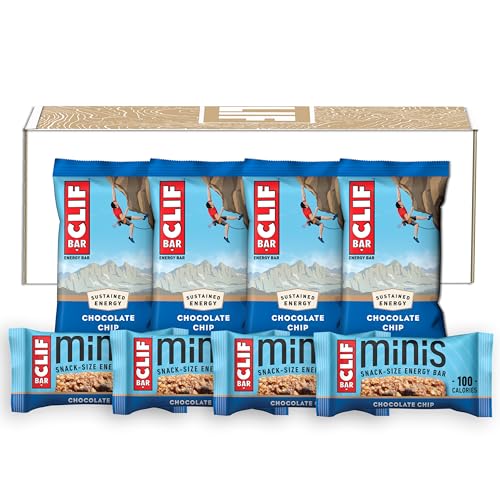 Clif Bar - Chocolate Chip - Full Size and Mini Energy Bars - Made with Organic Oats - Non-GMO - Plant Based - Amazon Exclusive - 2.4 oz. and 0.99 oz. (20 Count)