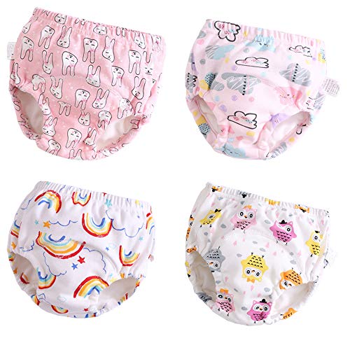 U0U Toddler Potty Training Pants 4 Pack,Cotton Training Underwear Size 2T,3T,4T,Waterproof Underwear for Kids Pink 4T