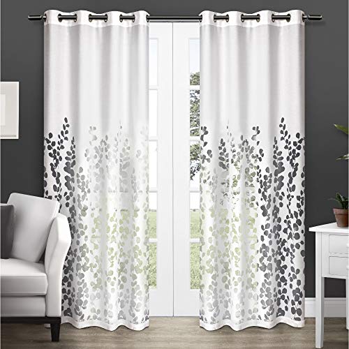 Exclusive Home Wilshire Burnout Sheer Grommet Top Curtain Panel Pair, 54'x96', Winter White