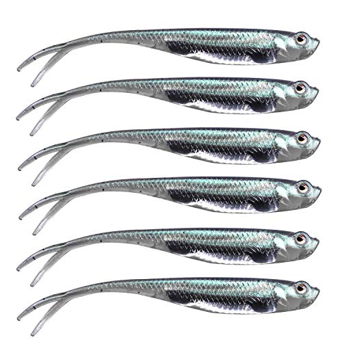 QualyQualy Soft Swimbait Fishing Lures Jerk Shad Minnow Drop Shot Lure Bass Bait Shad Bait Shad Lure Soft Jerkbait for Bass Trout Pike Walleye Crappie 2.95in 6Pcs Color 4