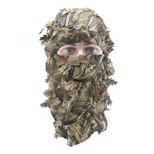 Ghillie Camouflage Leafy Hat 3D Full Face Mask Headwear Turkey Camo Hunter Hunting Accessories (Reed Forest)