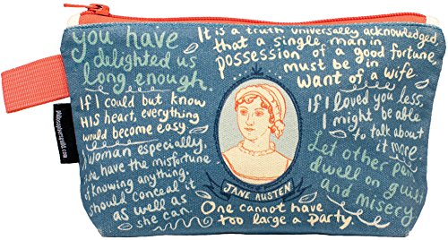 The Unemployed Philosophers Guild Jane Austen Bag - 9' Canvas Zipper Romance Themed Pouch for Pencils, Tools, Cosmetics, Toiletries and More