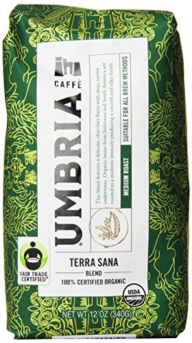 Caffe Umbria Fresh Seattle Whole Bean Roasted Coffee, Terra Sana Organic Blend Medium Roast, 12 oz. Bag