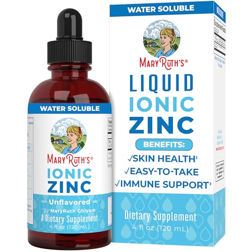 MaryRuth Organics Zinc Supplements for Immune Support, Ionic Zinc for Kids & Adults, Liquid Zinc Supplement, 40 Day Supply, Zinc Sulfate, Skin Care Supplement, Vegan, Gluten Free, Glycerin Based, 4 oz