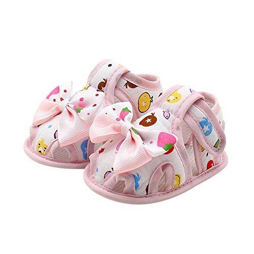 WUAI-Baby Shoes Infant Boys Girls Summer Sandals Rubber Sole Anti-Slip Sneakers Prewalkers First Walker Crib Shoes(Pink,0~6 Month)