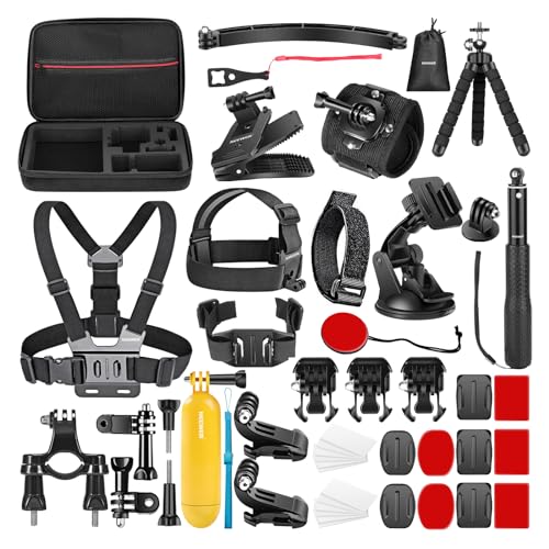 NEEWER 50 in 1 Action Camera Accessory Kit Compatible with GoPro Hero 12 11 10 9 DJI OSMO 4 3 2 Insta360 X3 X2 GO 3 SJCAM DBPOWER AKASO VicTsing APEMAN WiMiUS QUMOX Lightdow Campark Sony Sports DV