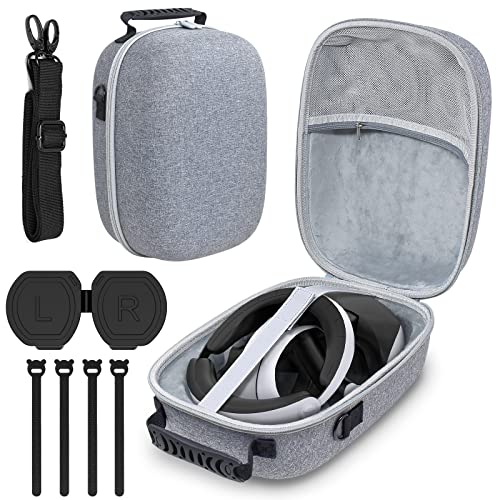 YUANHOT Carrying Case for PSVR2,Hard Lightweight Travel Protective Storage Bag Case with Lens Protector,Cable Straps Shoulder Belt Storaging Game Headset Touch Controllers for PS VR2