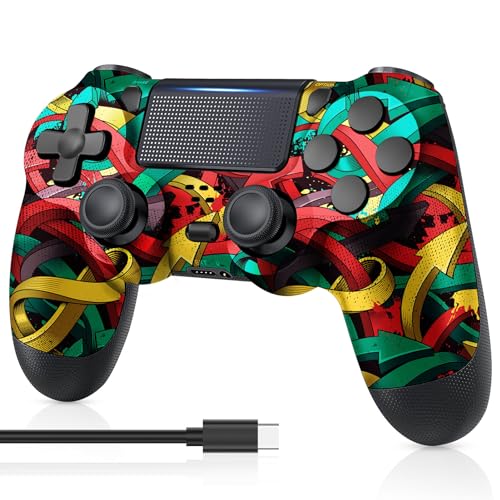 MOOGOLE PS4 Controller Wireless, with USB C Cable/1000mAh Battery/Dual Motors/6-Axis Gyro/3.5mm Audio Jack/Multi Touch Pad/Share Button, PS4 Controller Compatible with PS4/Slim/Pro/PC