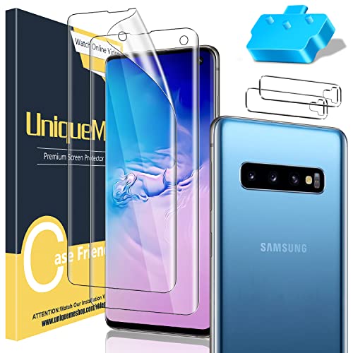 UniqueMe [2+2 Pack] Unique Me Compatible with Samsung Galaxy S10 Full Coverage Flexible TPU Screen Protector and Camera Lens Protector 【Not Fit for Samsung S10 Plus】