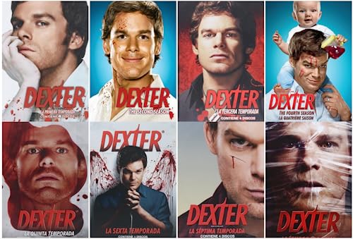 Dexter - The Complete Series Collection: Season 1,2,3,4,5,6,7 & 8 [DVD, 8-Pack, Spanish Artwork, English & Spanish Audio] Region 1/A