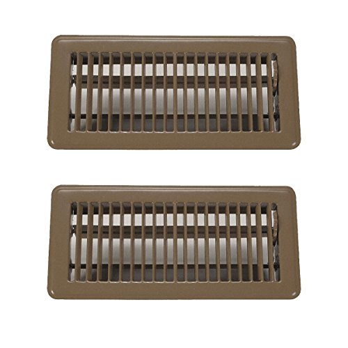 Rocky Mountain Goods 4' x 10' Floor Vents 2 Pack - Heavy Duty Walkable Floor Register - Premium Finish - Easy Adjust air Supply Lever (Brown)