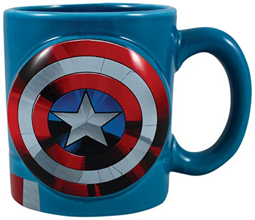 Vandor Marvel Captain America Shaped Ceramic Soup Coffee Mug Cup, 20 Ounce, X-Large (Pack of 1)