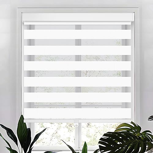 Lululand Custom Size Free-Stop Cordless Zebra Shades with Modern Design -Double Layered Roller Blind for Day and Night - Light Filtering Zebra Blinds for Windows, for Home and Office