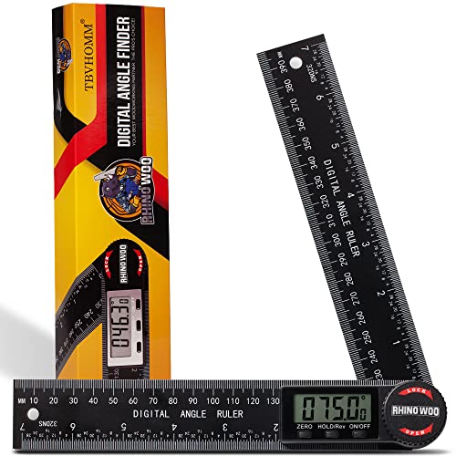 Digital Angle Finder Protractor, Angle Finder Ruler with 7inch/200mm, Angle Measuring Tool for Woodworking/Carpenter/Construction/DIY Measurement(2 Batteries Included) (Enhanced ABS)