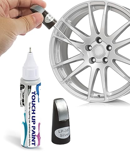 YAKEFLY Car Touch Up Paint Fill Pen,Two-In-One Car Wheel Scratch Fix Rim Touch Up Paint Rim Scratch Repair Pen,Car Rim Paint Pen Car Wheel Scratch Remove,Quick And Easy,Touch Up Paint for Cars Wheel (Silver)