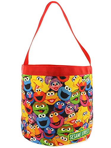 Sesame Street Elmo Boys Girls Collapsible Nylon Gift Basket Bucket Tote Bag (One Size, Red/Multi)