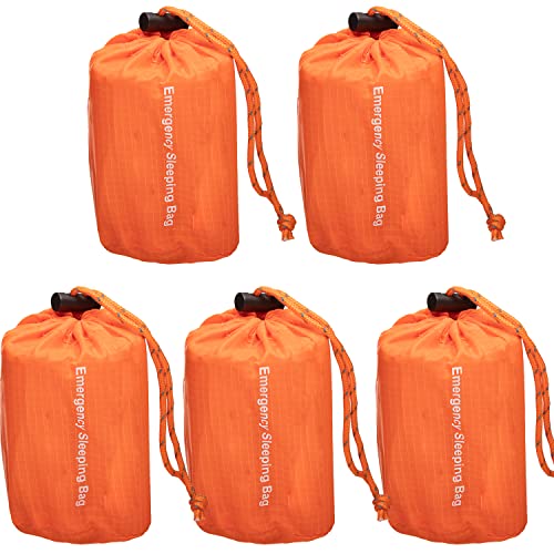 NOVAMEDIC Emergency Survival Sleeping Bag 5 Pack, 84'x36', Waterproof Thermal Bivy Sack for Camping, Hiking, Outdoor, Activities & Travel, Durable, Lightweight & Compact Blanket