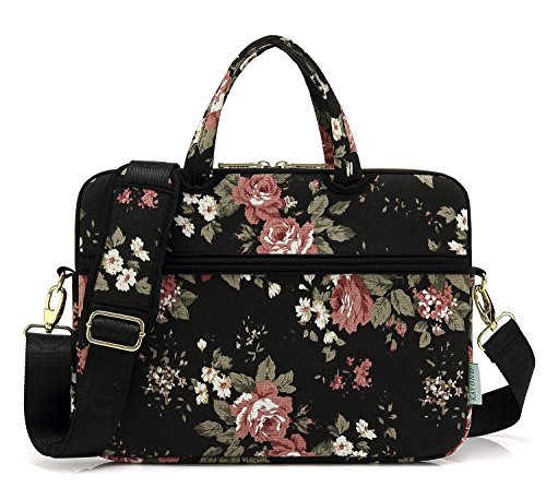 kayond Black C Rose Patten water resistant Laptop Shoulder Messenger Bag Case Sleeve for 15 Inch 15.6 Inch Laptop,Laptop Briefcase