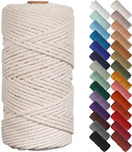 NOANTA Natural Macrame Cord 3mm x 109Yards, Beige Macrame Rope, Cotton Cord for Wall Hanging, Plant Hangers, Christmas Crafts, Knitting