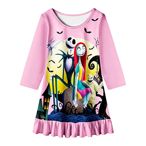 ANAVAE Sally Nite Gown Jack Skellington Zero Oogie Boogie Mayor Reversible Before Christmas Costume Shirt Little Girls Village Toys Dress Up Toddler Dress 11-12