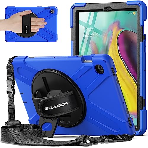 BRAECNstock Samsung Galaxy Tab S5e Case 10.5 inch 2019 (SM-T720/T725/T727),Heavy Duty Shockproof Samsung Tab S5e Tablet Kids Case with Screen Protector,360° Rotating Stand&Hand Strap,Pen Holder,Blue