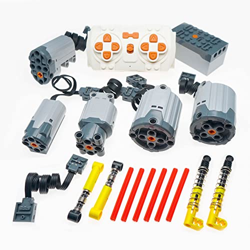 ASTEM 18Pcs Power Function Set Compatible with Technic-Parts. Including XL/L/M Motor, servo Motor, Remote Control kit and Parts kit.