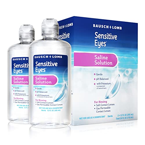 Bausch & Lomb Sensitive Eyes Contact Lens Solution, Sensitive Eyes Solution for Soft Contact & Gas Permeable Lenses, Saline Solution with Potassium, 12 Fl Oz (Pack of 2)