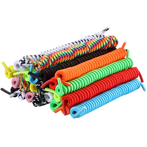 WILLBOND 12 Pairs No Tie Curly Shoelaces Elastic Shoe Lace for Kids and Adults Sneakers