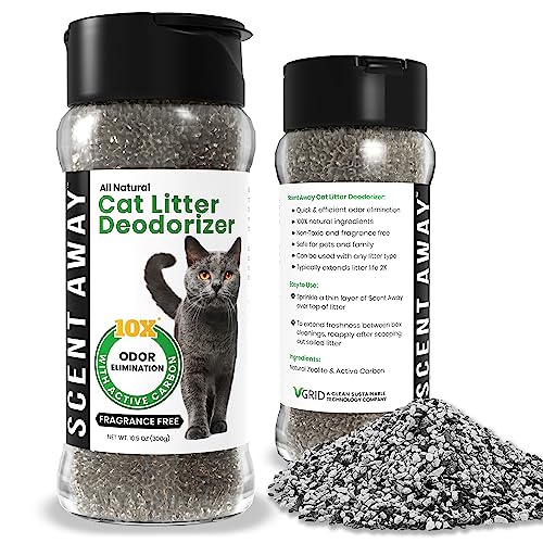 SCENT AWAY Cat litter Deodorizer Litter Box Odor Eliminator | Fragrance Free Cat Litter Deodorizer with ACTIVE CARBON | Eliminates Cat Odors and Smells to Keep Your Home Fresh and Clean (Pack of 1)